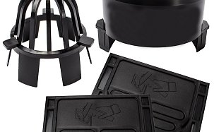 Набор аксессуаров ACO Self Hexaline черный (2 торцевые заглушки, корзина для листьев, патрубок для вертикального отвода DN100) 19287 - Фото 